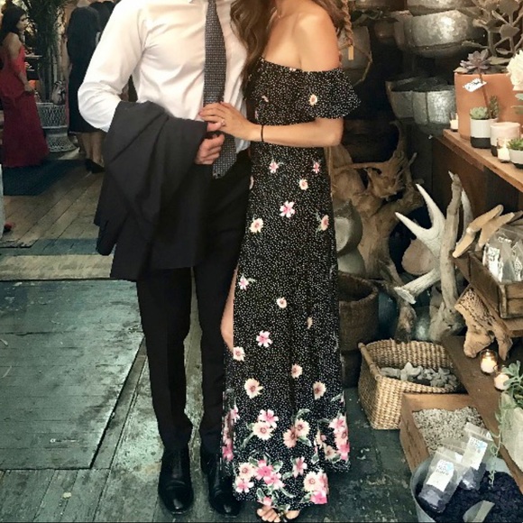 Lulus - Off the Shoulder Polka Dot Floral Dress - Picture 3 of 5